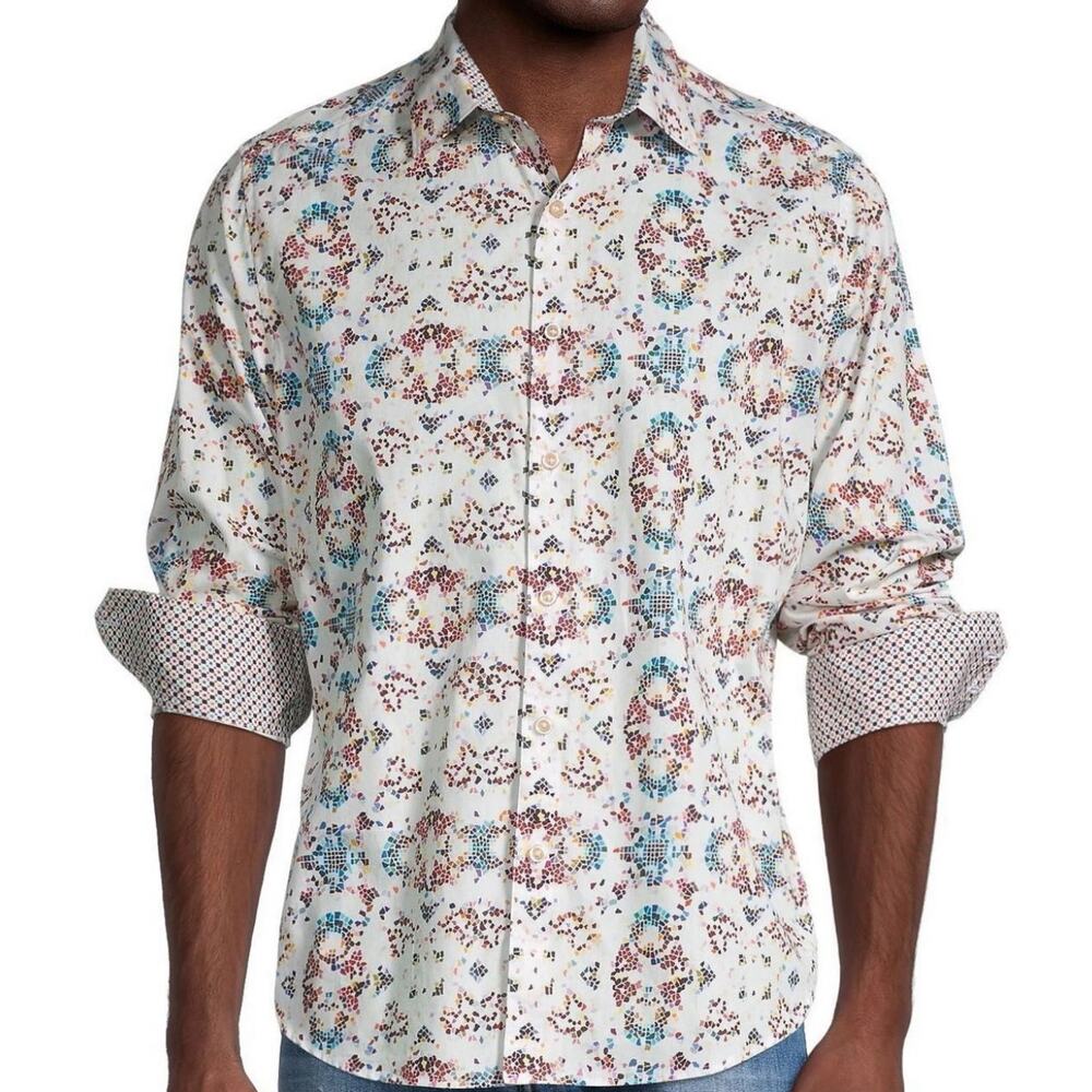 Robert Graham L Neri Mens Printed Button Down Shirt Classic Fit 100% Cotton
